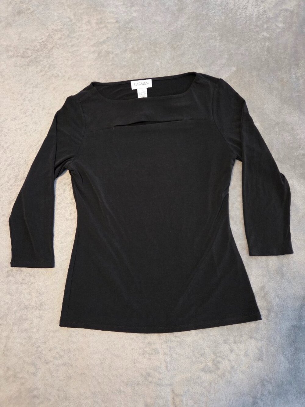 Carmen Marc Valvo Black Cut and Sew Knits Shirt Size S